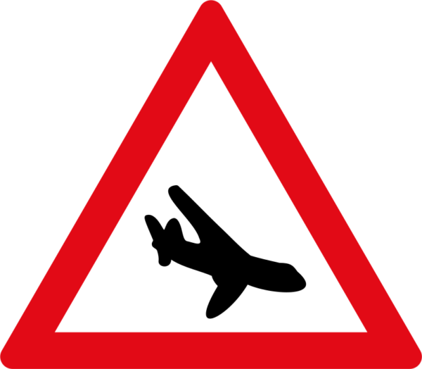 Low Flying Aircraft Sign - Side Winds Road Sign Clipart (600x524), Png Download