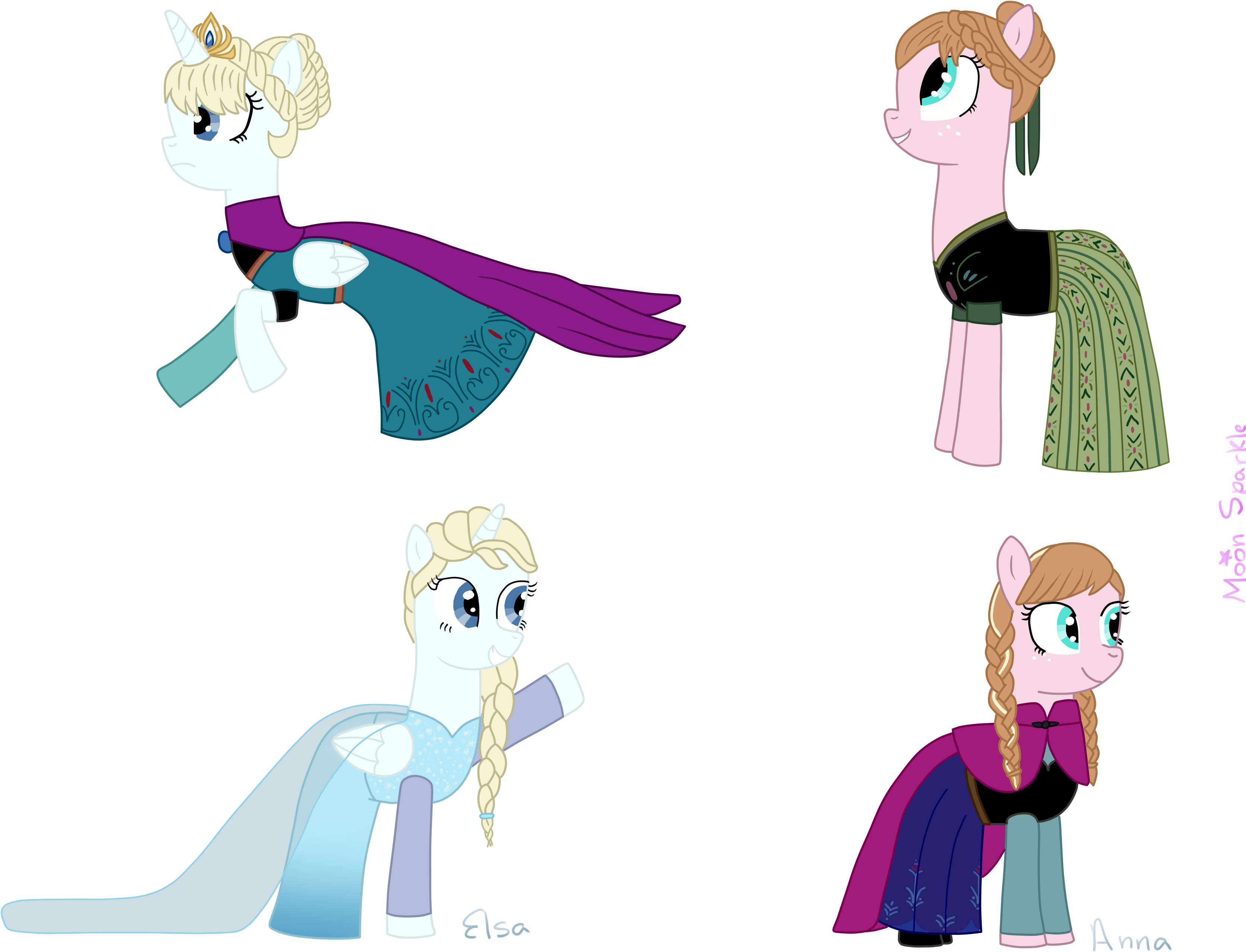 Request) Disney Frozen Elsa Y Anna (pony Version) By Clipart (3343x2554), Png Download