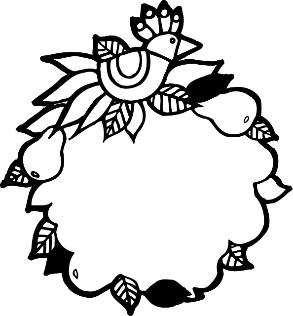 Bird And Fruit Frame Clip Art At Clker - Free Clip Art Black And White Bird - Png Download (552x595), Png Download