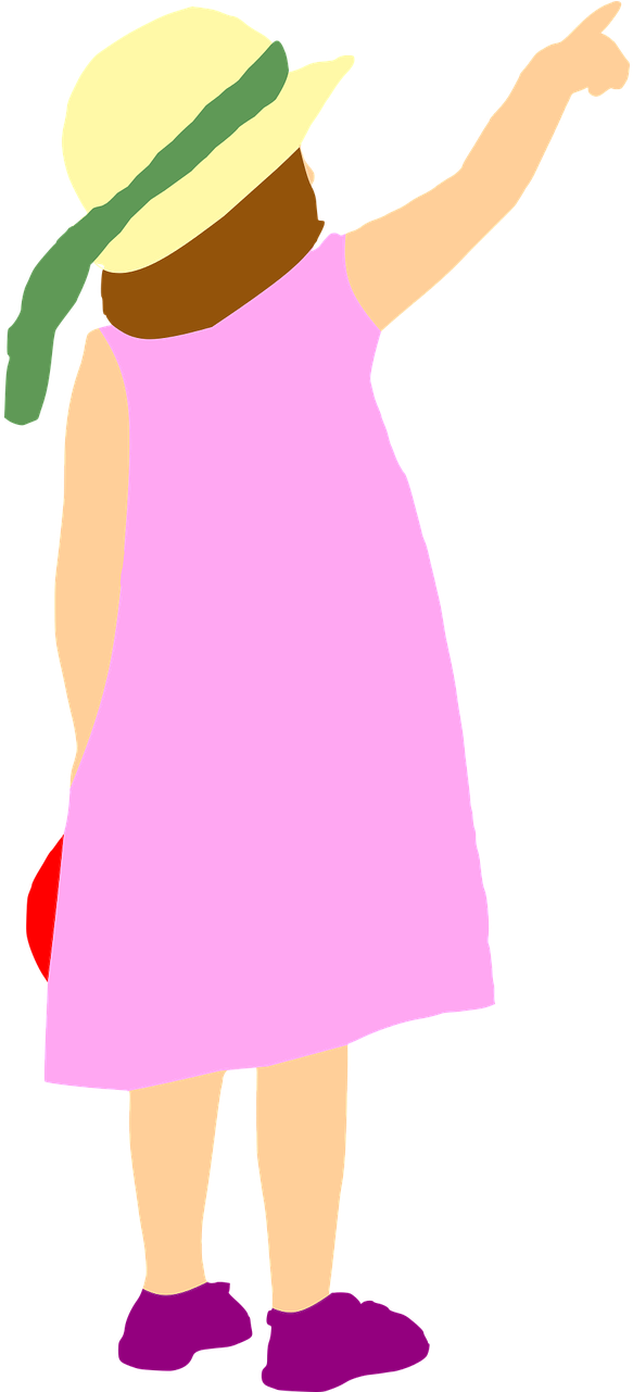 Girl Pointing Dress Clipart (640x1280), Png Download