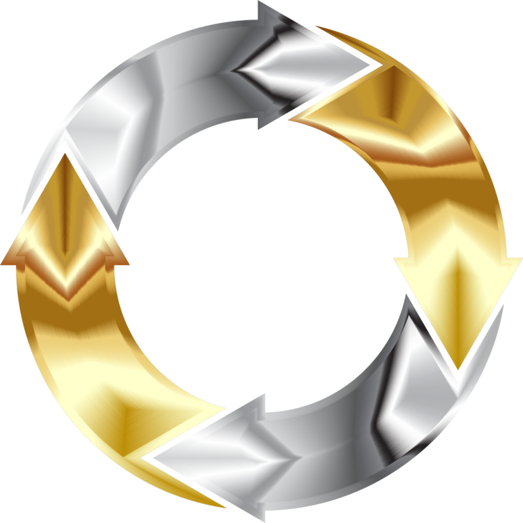 Computer Icons Arrow Diagram Gold Flyer - Chrome Gold Png Clipart (750x750), Png Download