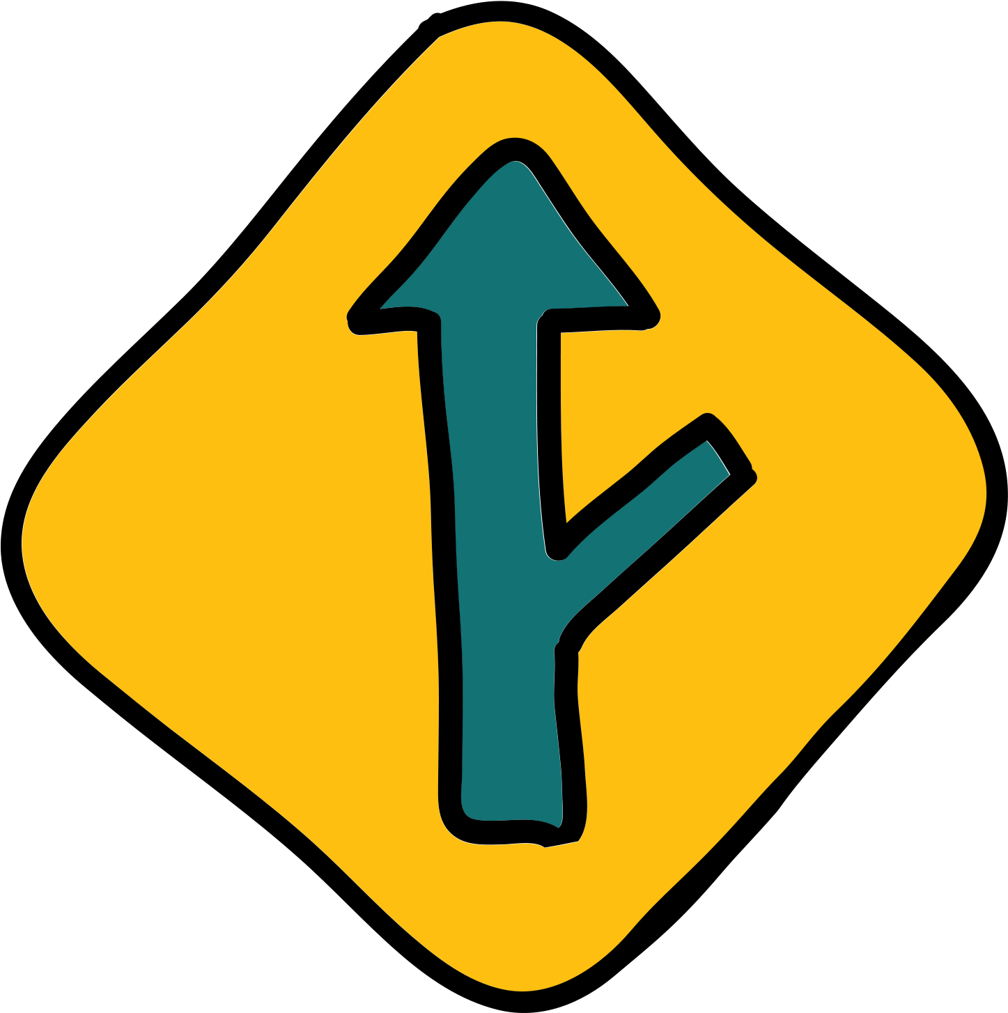 Right Y Intersection Road Sign Icon - Winding Road Sign Png Clipart (1600x1600), Png Download
