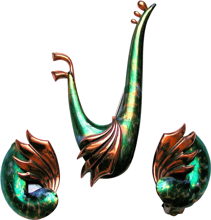 Matisse Renoir Wingsong Demi Parure Green Enamel Bird - Jewellery Clipart (760x760), Png Download