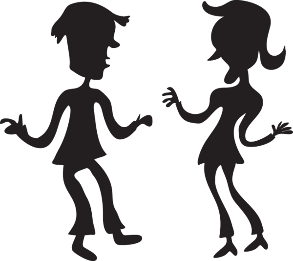 Cartoon Silhouette Of Man And Woman Dancing - Hd Couple Image Png Cartoon Clipart (600x534), Png Download