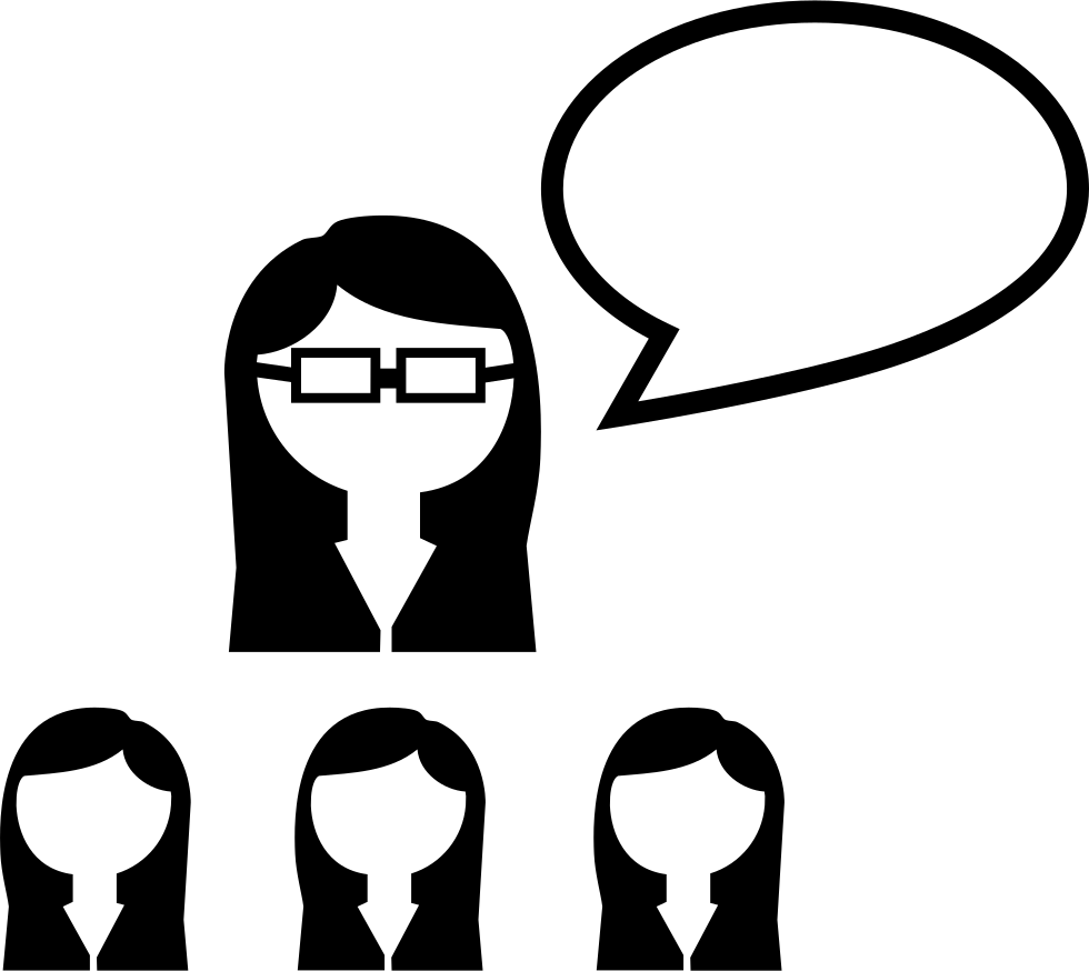 Group Of Female Students And Their Teacher Comments - Icon Female Teacher Clipart (980x874), Png Download