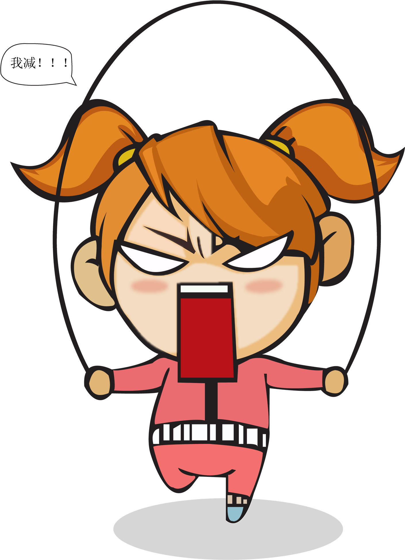 跳绳减肥运动q版女孩 - Skipping Rope Clipart (1706x2078), Png Download