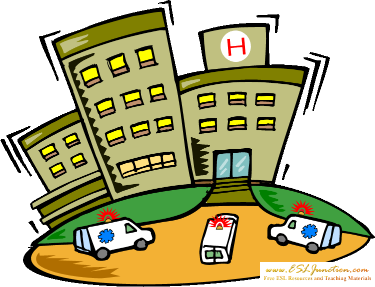 Buildings In The City Esl Junction Terbaru - Hospital Clip Art - Png Download (750x575), Png Download