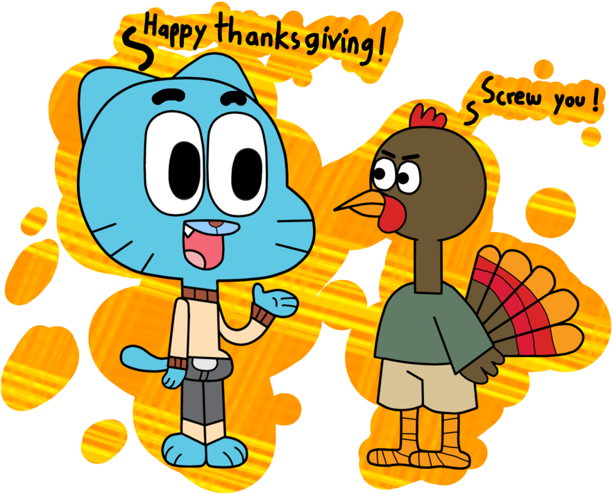 Happy Thanksgiving By Mannyg86-d8588xb - Amazing World Of Gumball Thanksgiving Clipart (882x711), Png Download