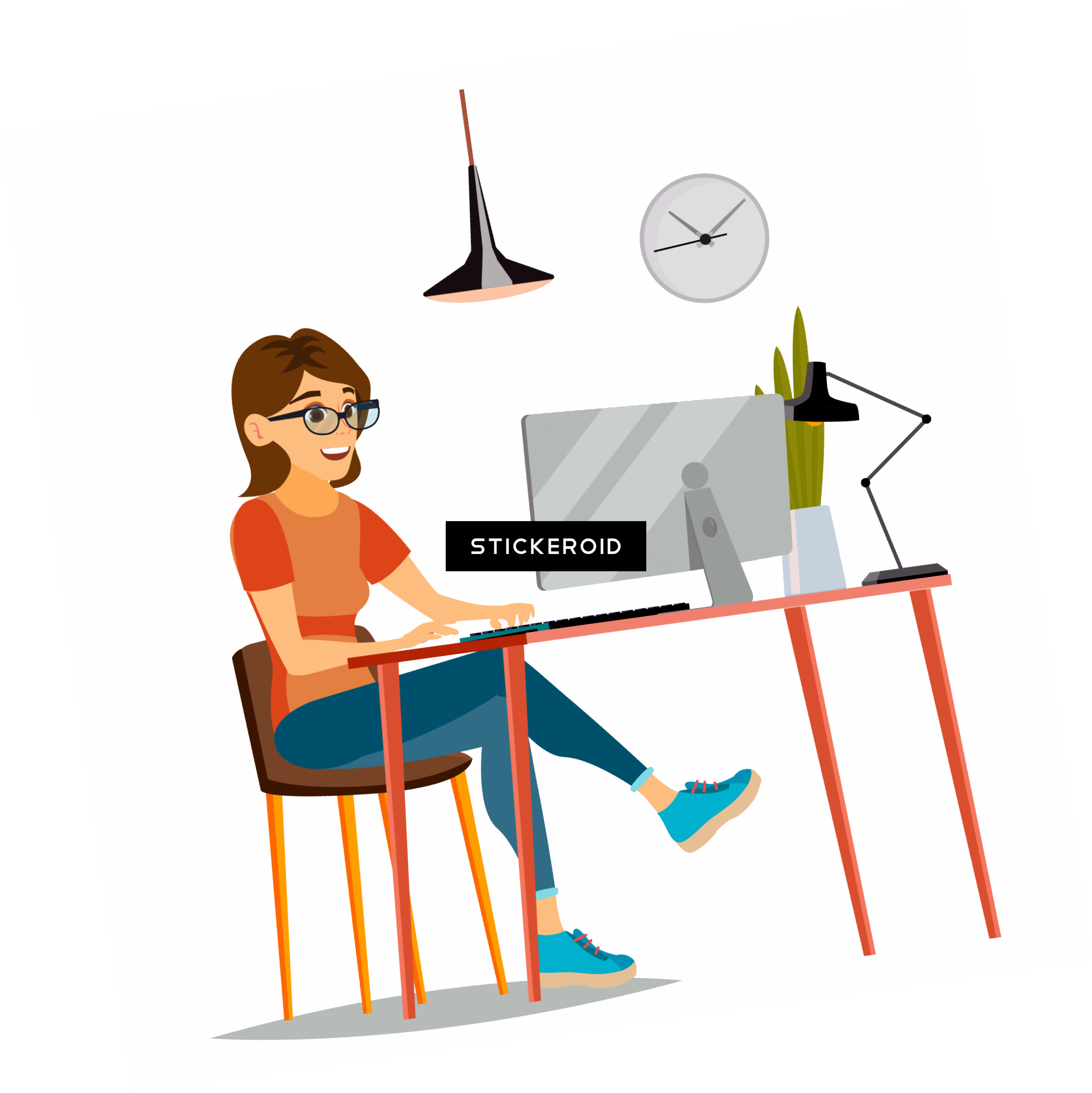 Female Factory Worker Apple Emoji - Cartoon Clipart (1960x1961), Png Download
