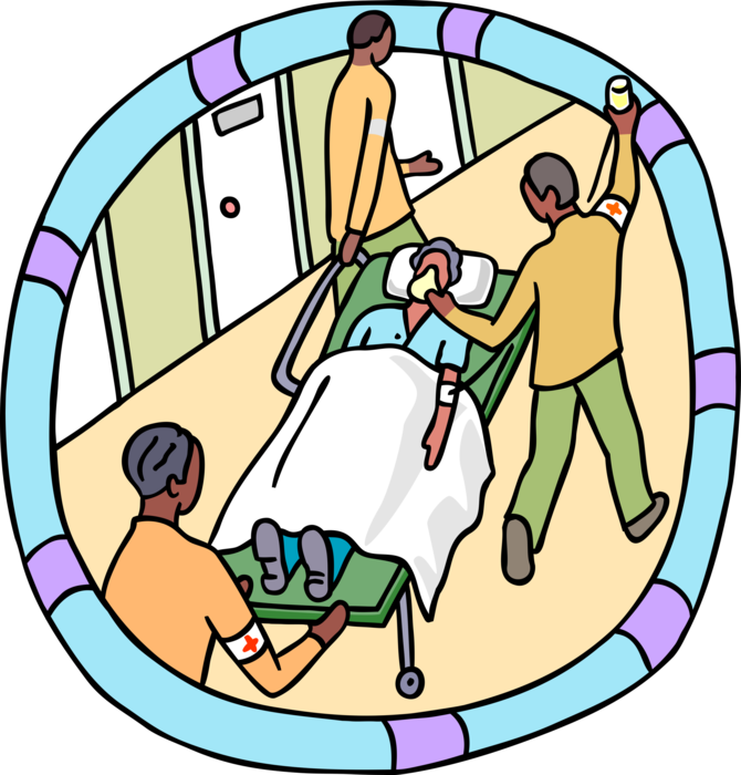 Emergency Patient On Stretcher Clipart (670x700), Png Download