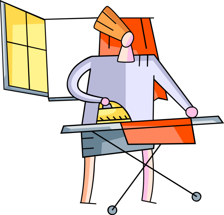 Vector Illustration Of Ironing Clothes With Small Appliance - Cartoon Clipart (730x700), Png Download