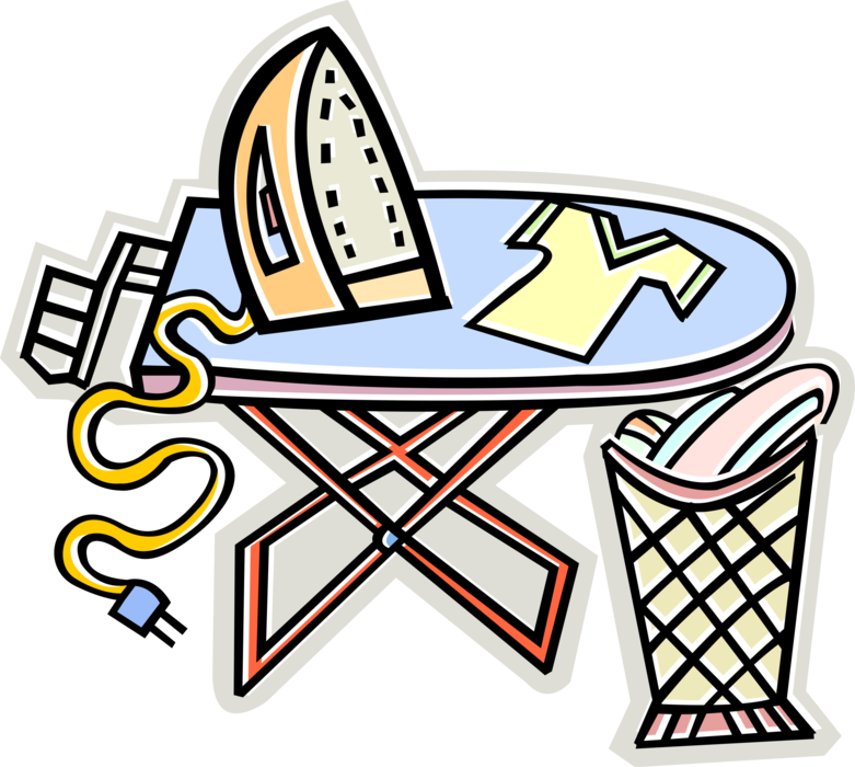Download Vector Illustration Of Ironing Laundry Clothes With Wäsche Bügeln Clipart Png