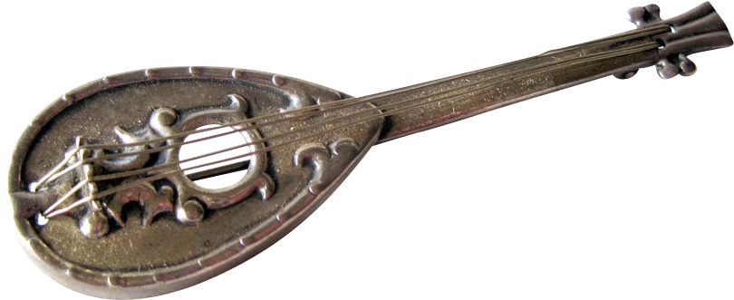 Bouzouki Sterling Silver Musical Instrument Pin Signed - Cümbüş Clipart (809x809), Png Download