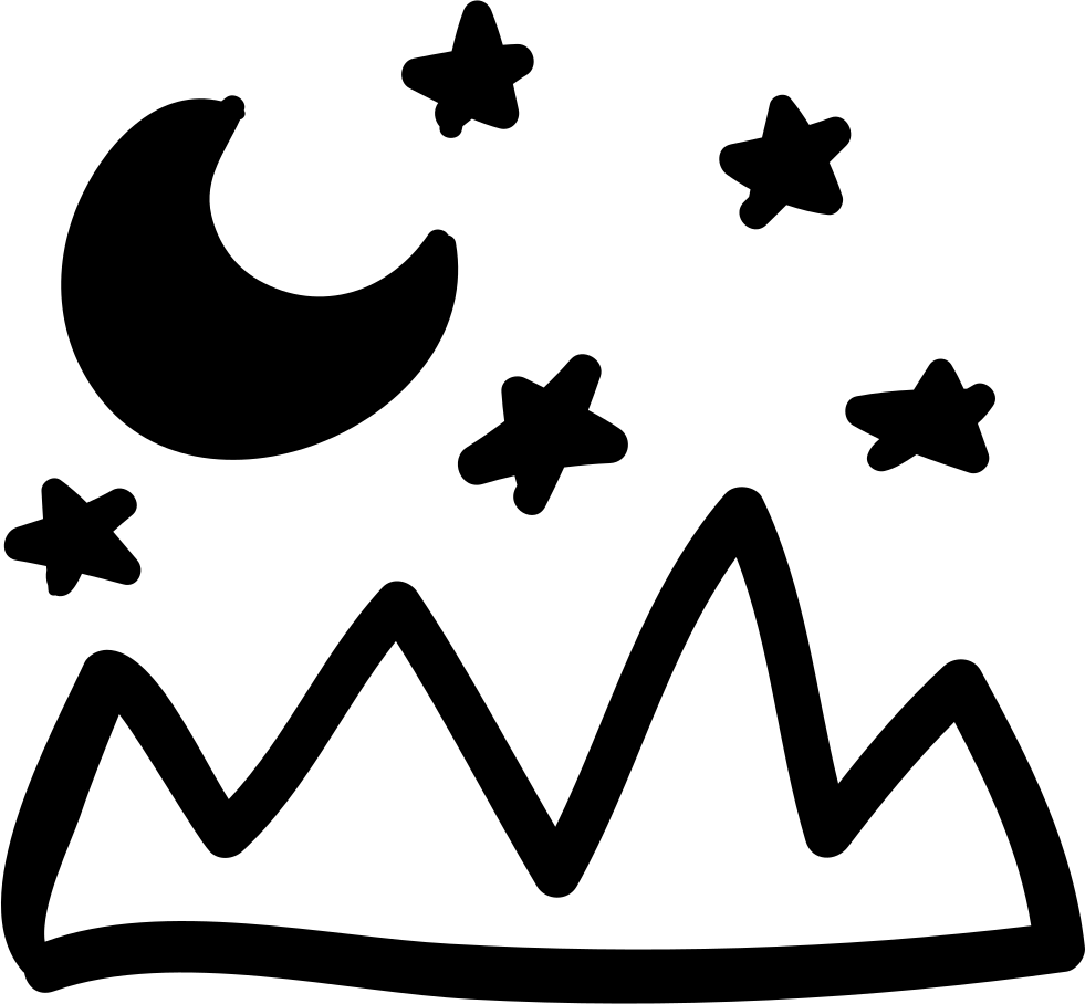 Mountains Landscape And Night Sky Hand Drawn View Comments - Hand Drawn Mountain Png Clipart (981x908), Png Download