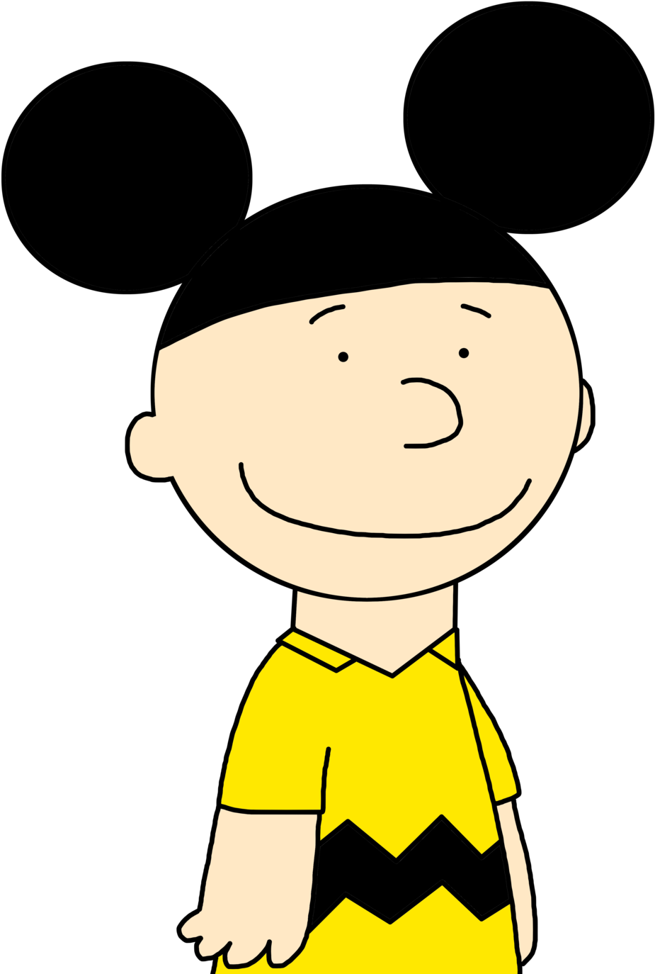 Charlie Brown With Mickey Mouse Ears By Marcospower1996 - Mickey Mouse Clipart (925x1374), Png Download