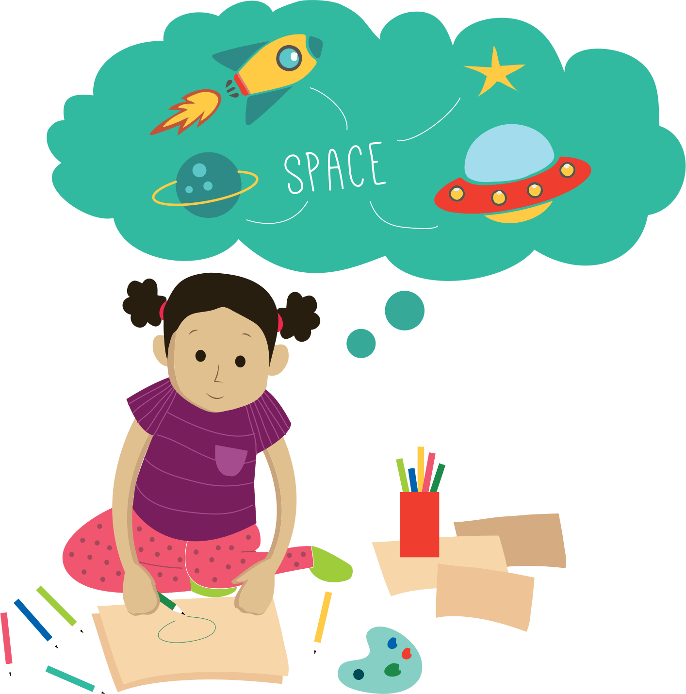 Girl Reading Clipart (1414x1430), Png Download