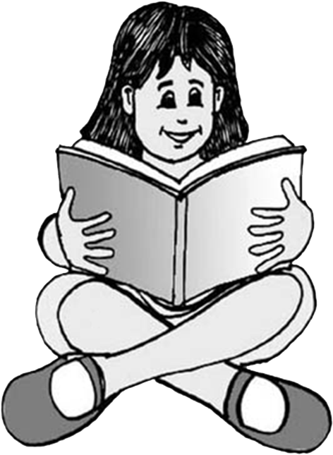 Girl Reading A Book Col 96dpi 1 - Sitting Clipart (500x695), Png Download