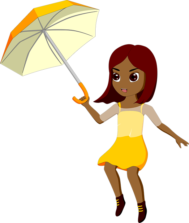 Girl, Wind, Weather, Umbrella, Windy - Menina Guarda Chuva Png Clipart (611x720), Png Download