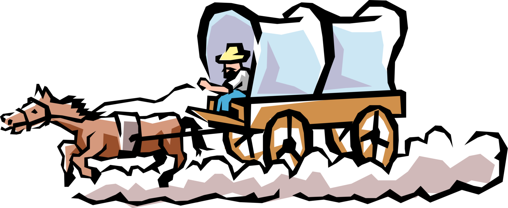 Vector Illustration Of Old West Chuck Wagon Or Chuckwagon - Trailblazer Clip Art - Png Download (1704x700), Png Download