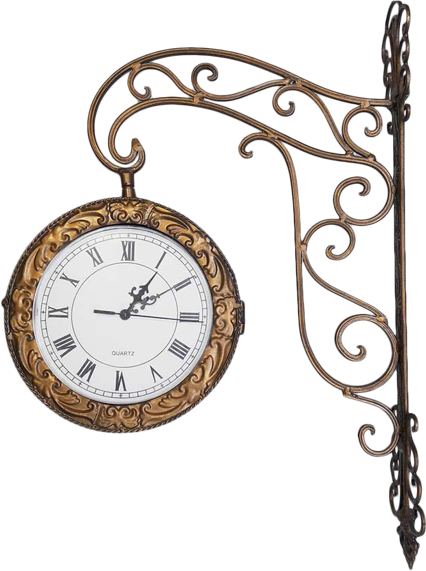 Vintage Large Wrought Iron Double Sided Quartz Train - Clock Clipart (688x921), Png Download