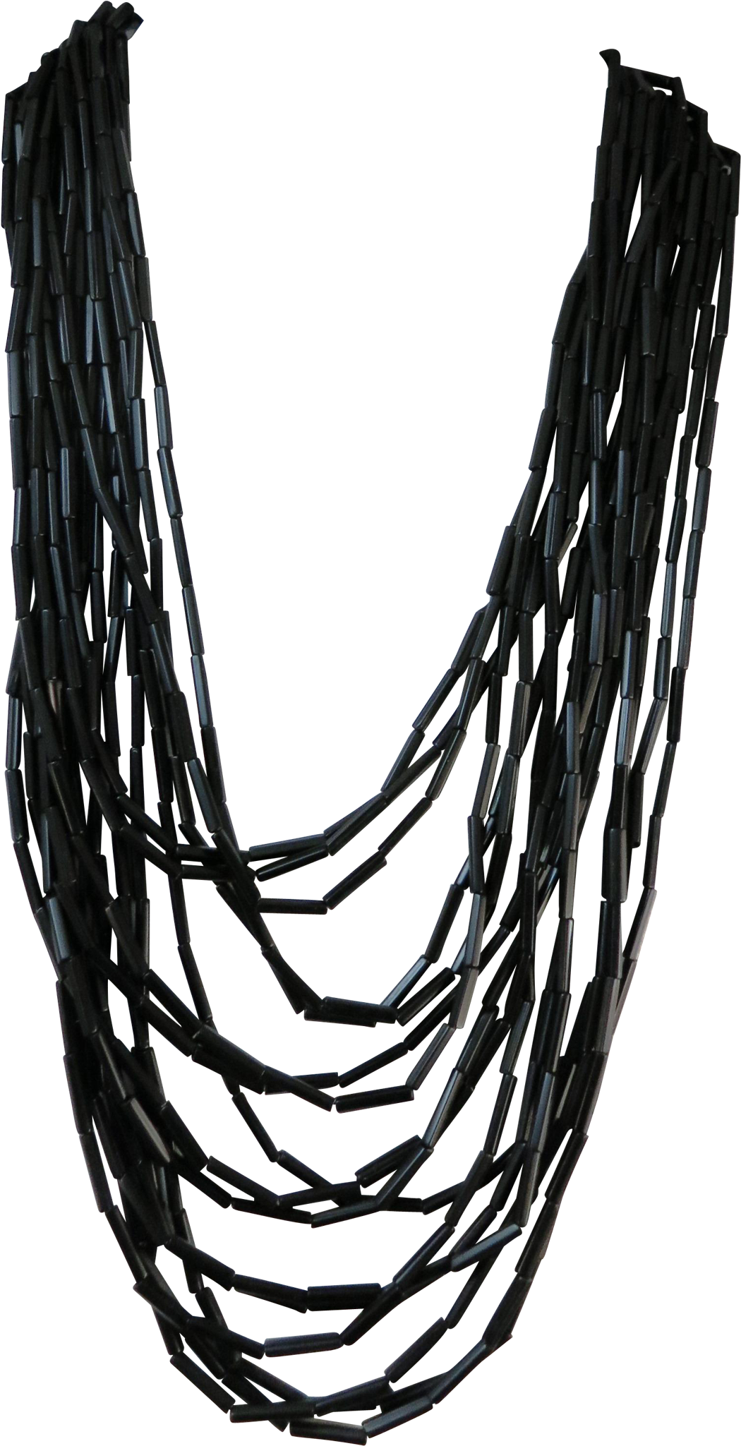 Vintage Very Old Black Glass Tube Necklace Graduated - Sketch Clipart (2048x2048), Png Download