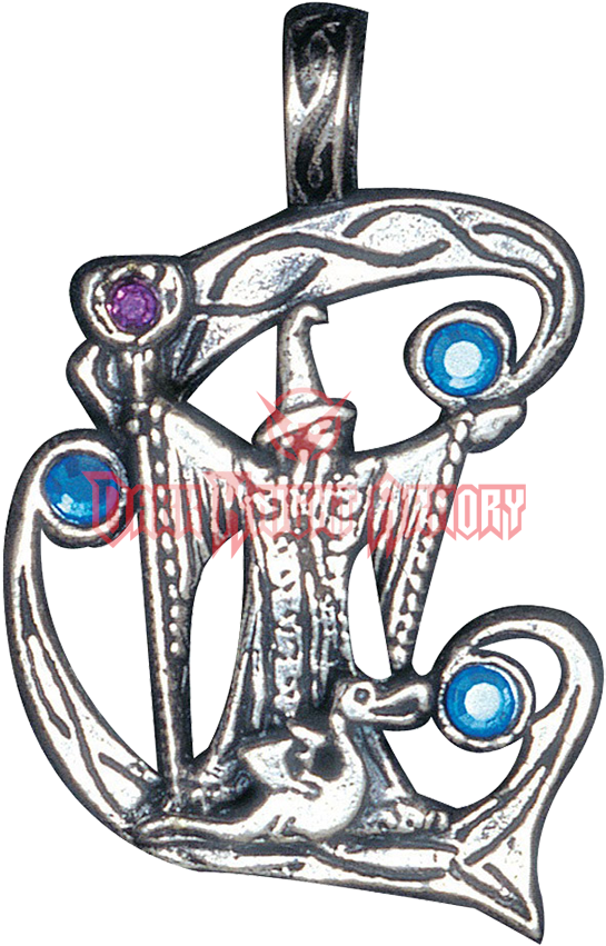 Wizard For Achievement And Desires Pendant - Fire And Ice Fantasy Wizard Necklace Pendant Silver Clipart (850x850), Png Download