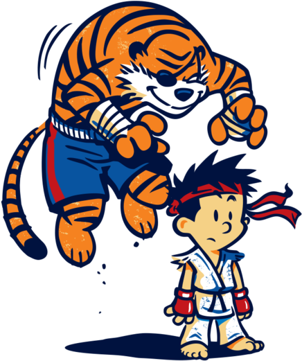 Shop Tiger Calvin And Hobbes T Shirt Designed By Winterartwork - Calvin And Hobbes Hoodie Clipart (630x630), Png Download