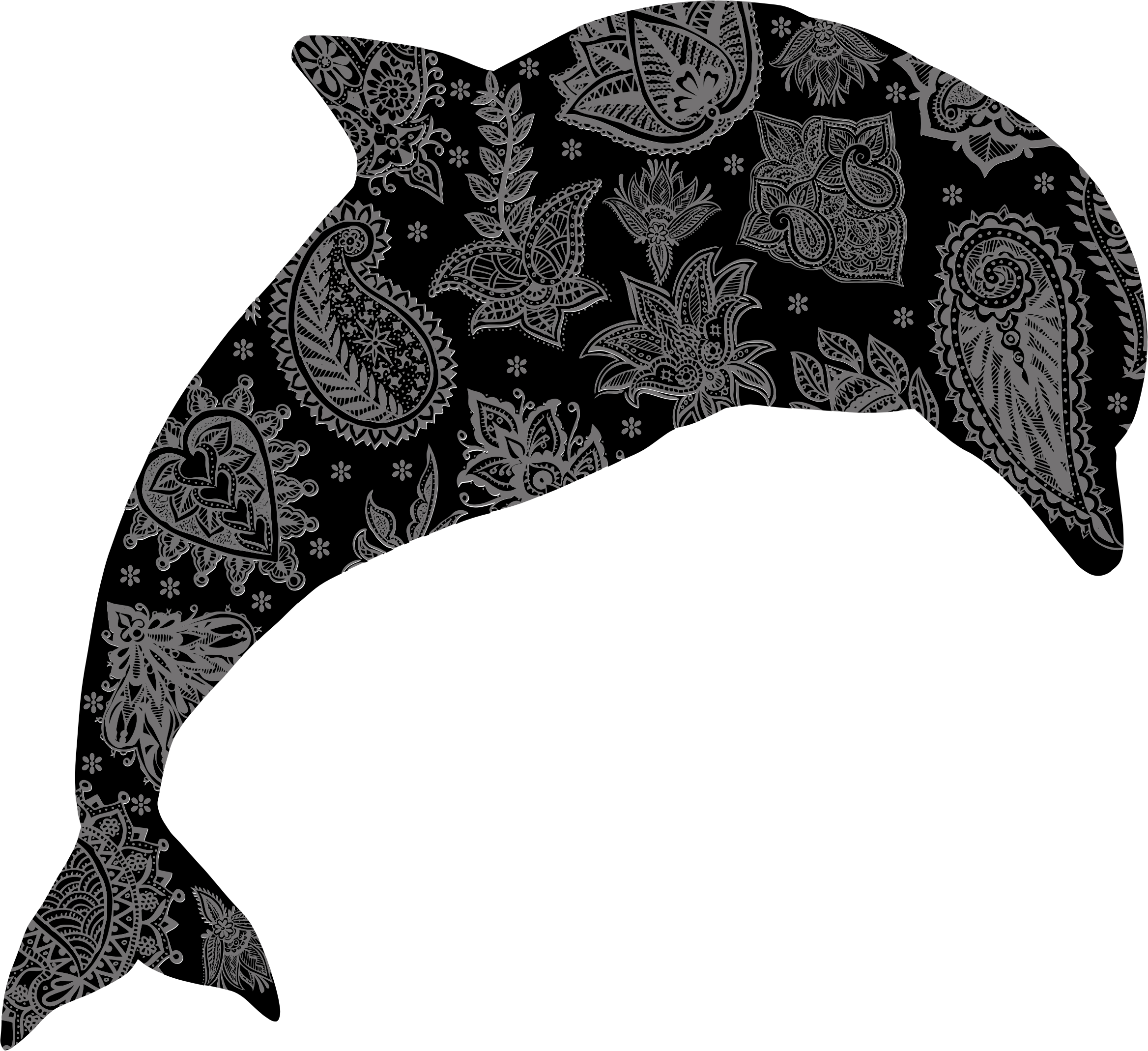 Dolphin Clipart Flower - Black And White Images Of Dolphins - Png Download (2336x2138), Png Download