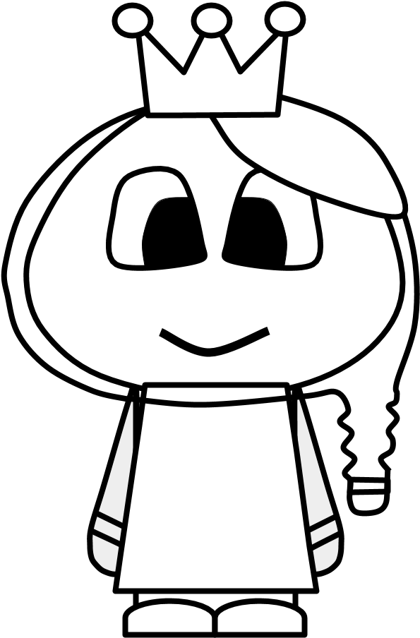 Princess, Crown, Big Eyes, Cartoon Person, Black And - Prince Clipart (816x1056), Png Download