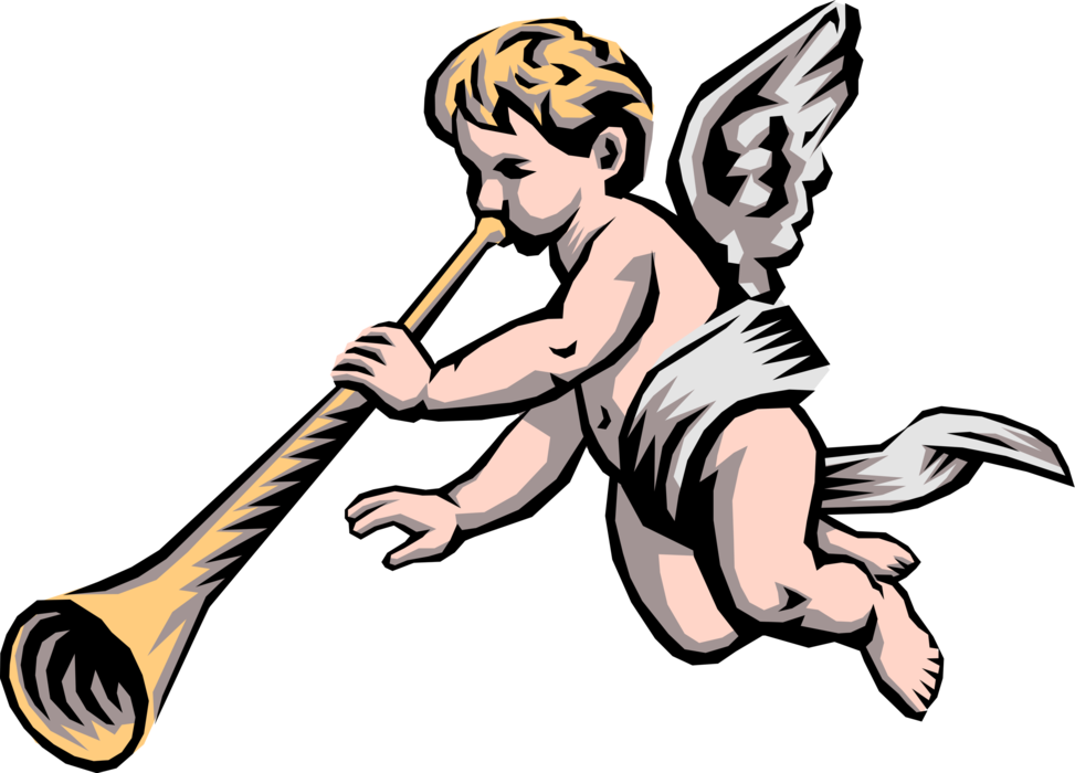Vector Illustration Of Angelic Spiritual Cherub Angel Clipart (973x700), Png Download