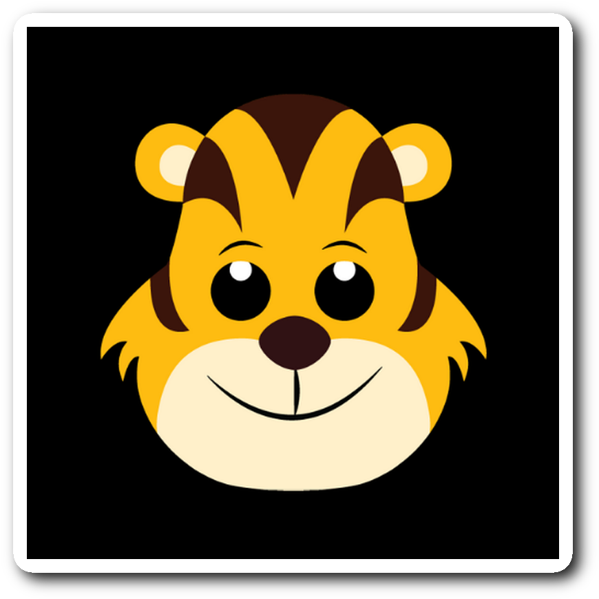 Cute Tiger Sticker - Cartoon Clipart (1064x1064), Png Download