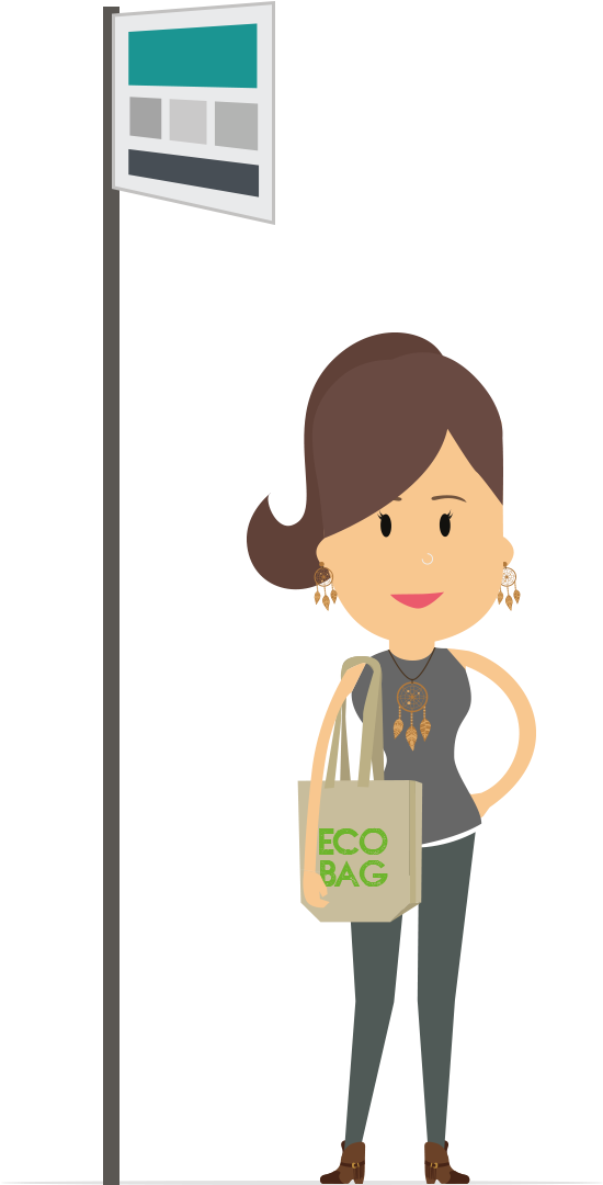 Healthy Eddie At Bus Stop - Cartoon Clipart (562x1100), Png Download