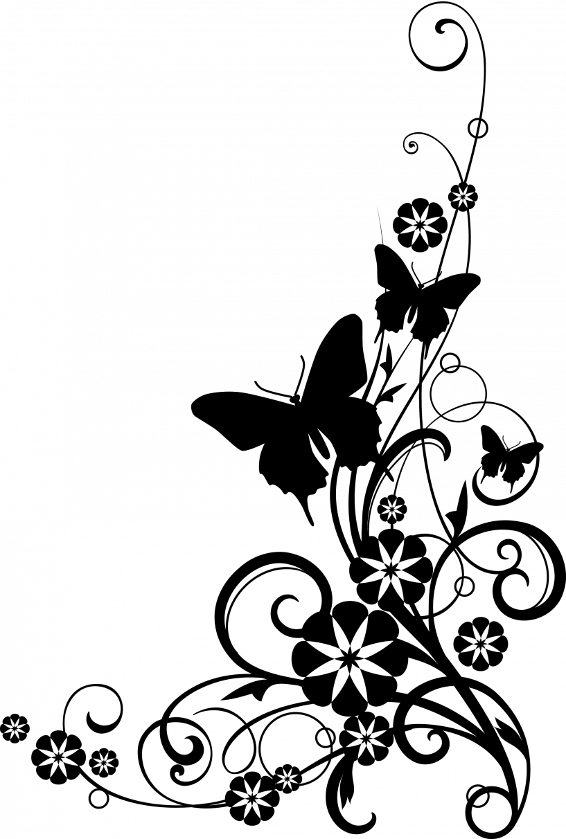 Spring Clipart Black And White Free Download - Black And White Flowers Png Transparent Png (817x1212), Png Download