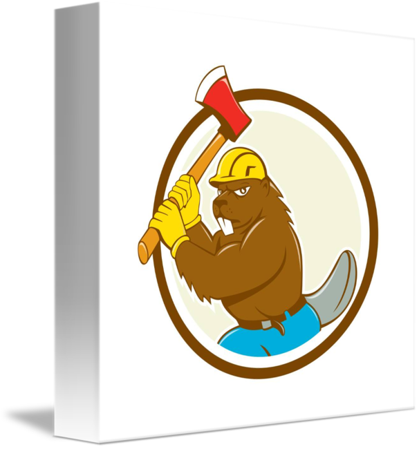 Wielding Ax Circle Cartoon - Cartoon Clipart (606x650), Png Download