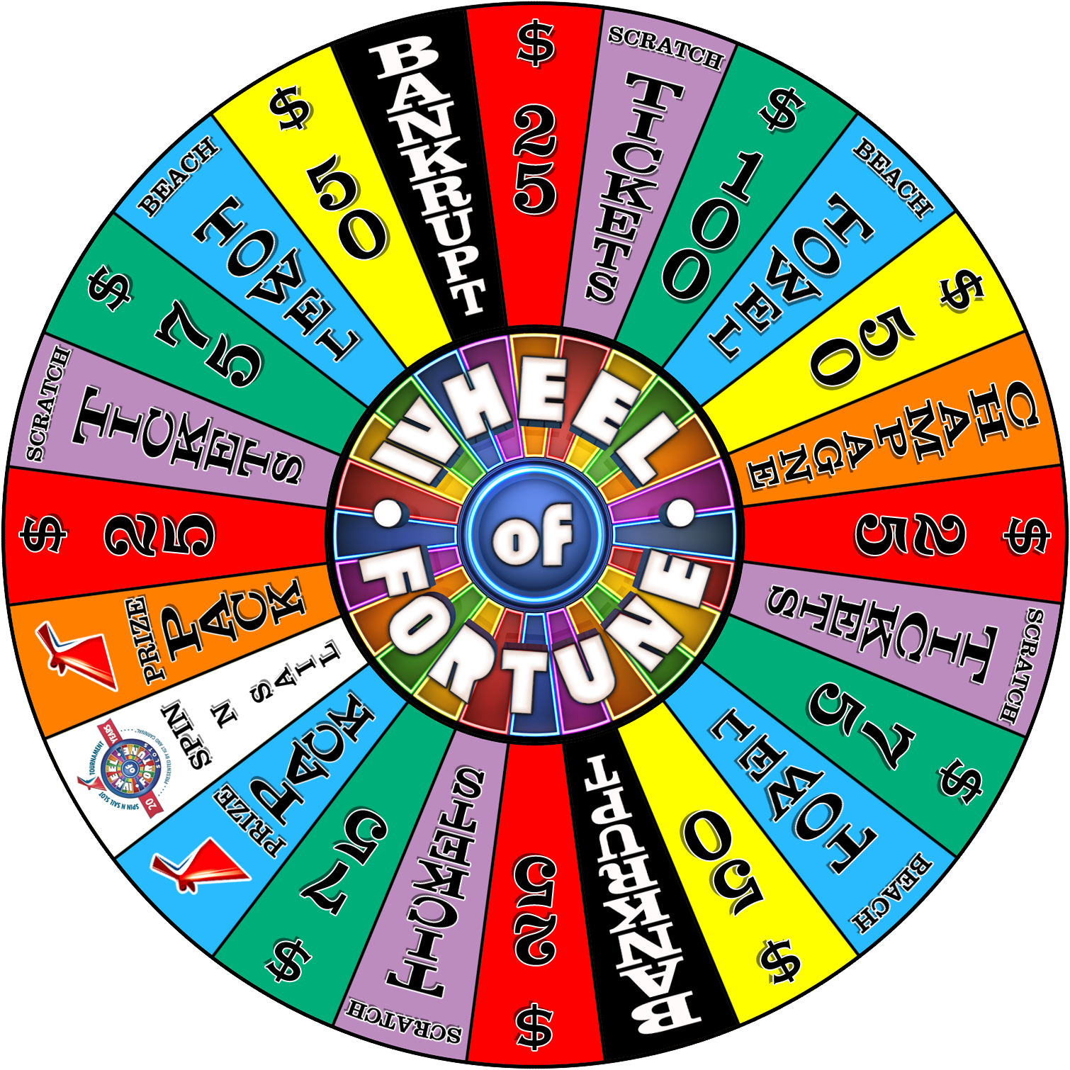 Wheel Of Fortune Carnival Game - Full Color Decal Wheel Of Fortune Sticker, Colored Clipart (1510x1510), Png Download
