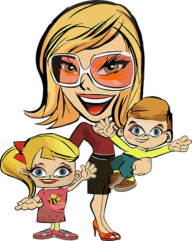 Caricature Mother Child Housewife Cartoon - Caricature Mother With Daughters Clipart (597x750), Png Download