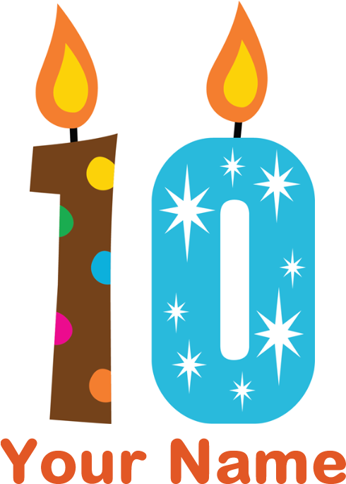 10th Birthday Clip Art 101 Clip Art Male 18th Birthday - Cafepress Custom 10th Birthday Candle 2.25" Button - Png Download (700x700), Png Download