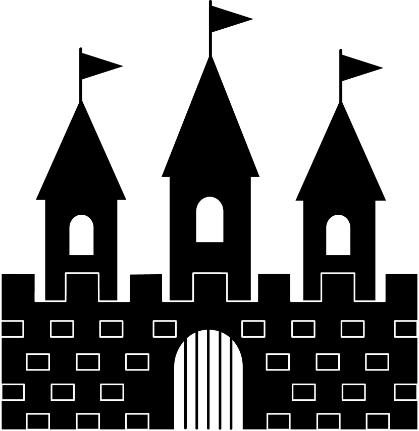 Princess Castle Clipart Black And White Free - Black And White Castle Cartoon - Png Download (830x855), Png Download