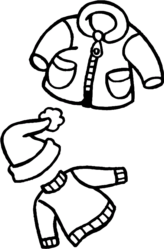 Warm Clothes Winter Coloring For Kids Clipart (599x880), Png Download