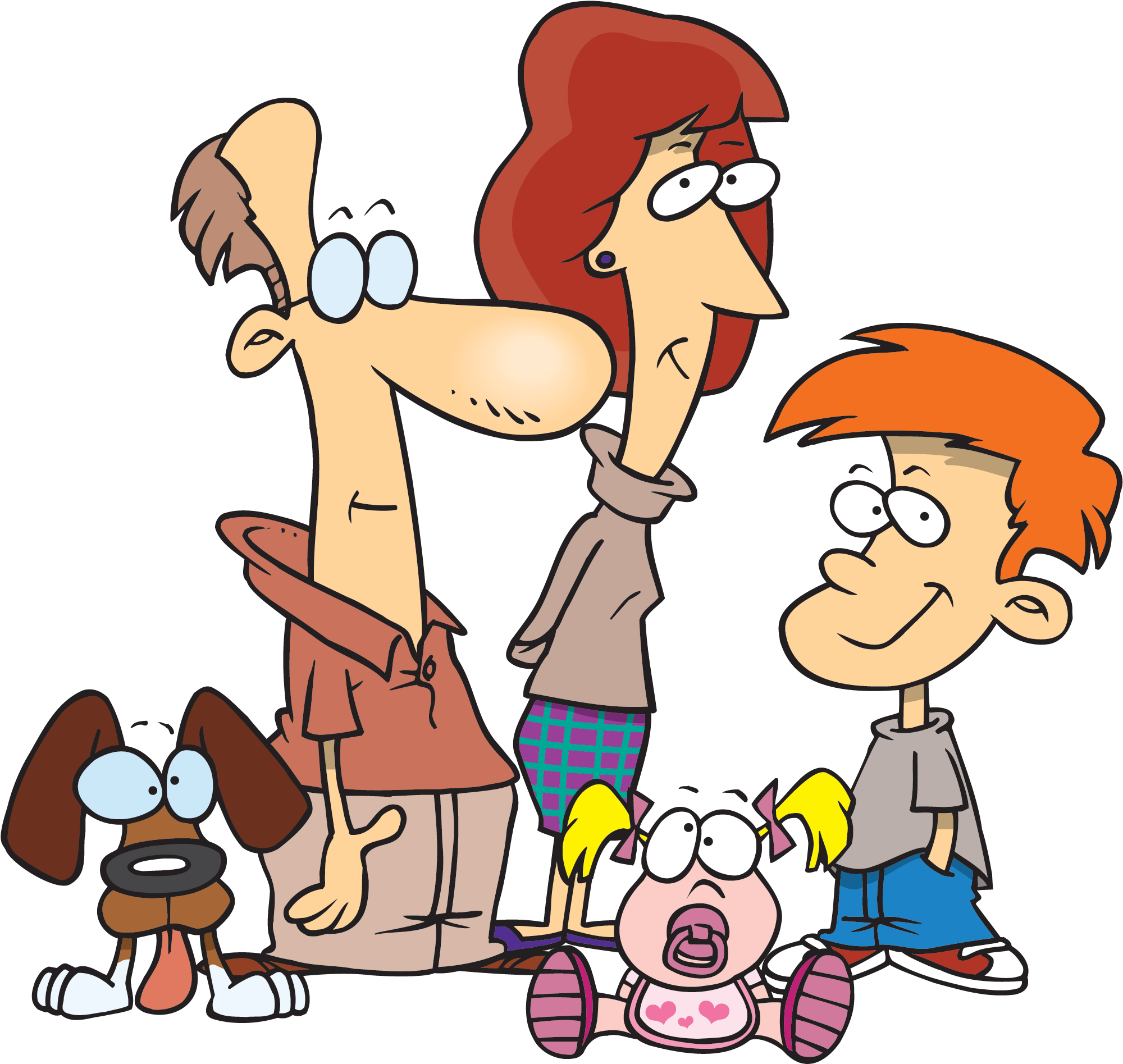 Cartoon Family Images - Father Mother Daughter And Son Clipart (2000x1902), Png Download