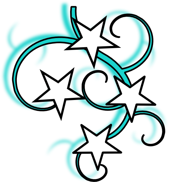 Teal Stars Clipart - Clipart Black And White Swirl Star - Png Download (552x597), Png Download