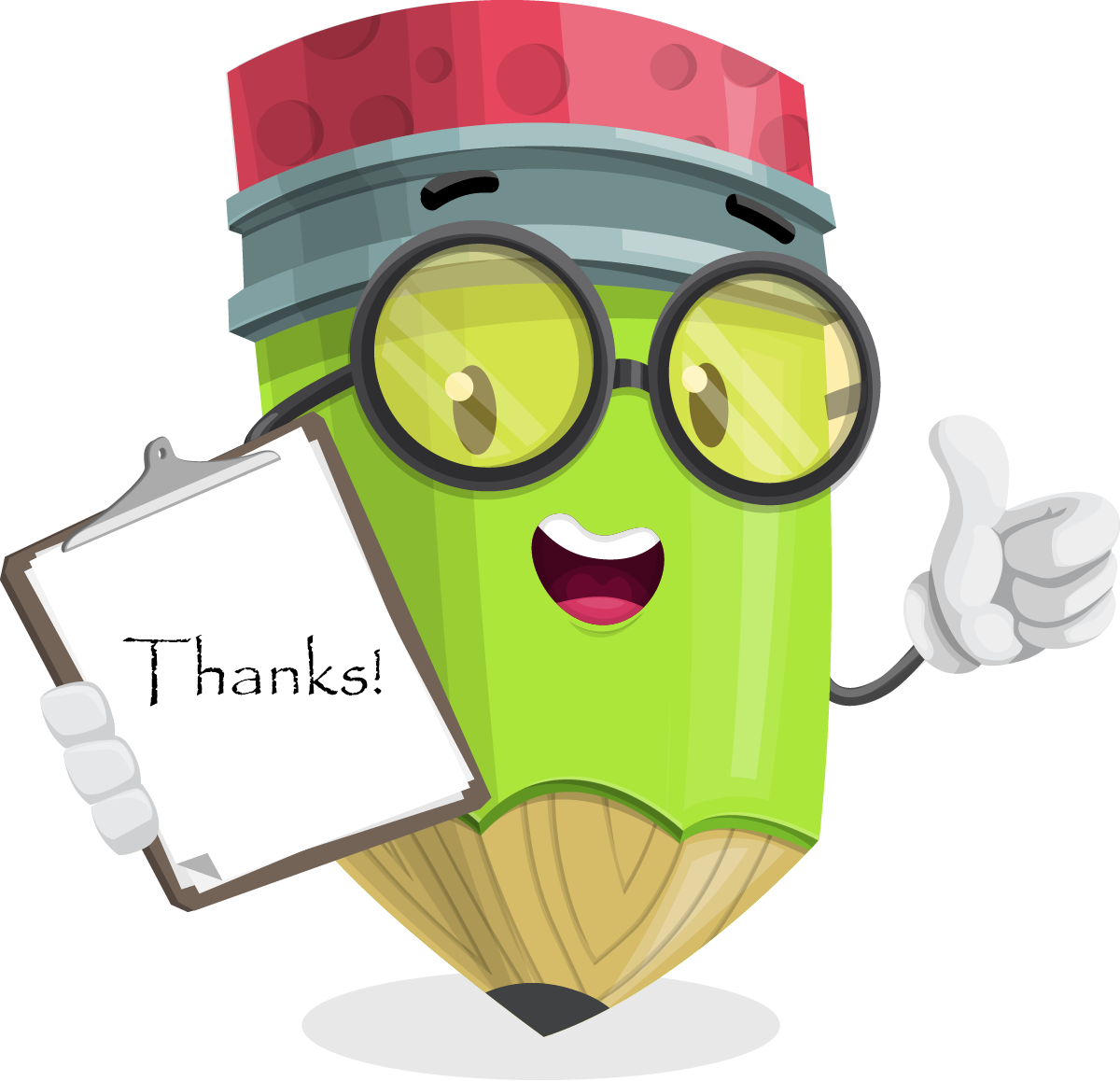 Thank You - Green Pencil Cartoon Clipart (1200x1158), Png Download