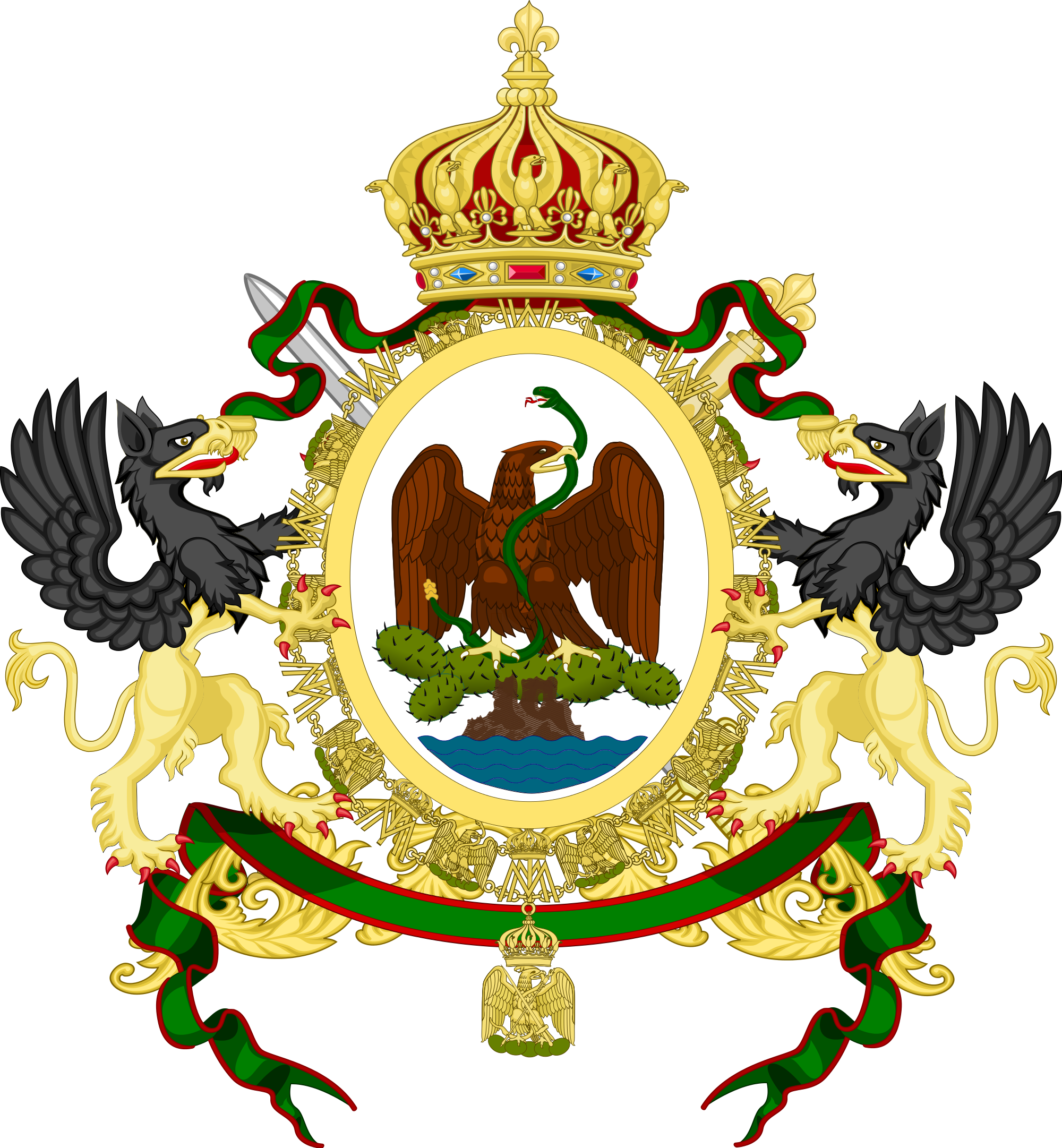Mexican Eagle Png - Mexican Empire Coat Of Arms Clipart (2000x2162), Png Download