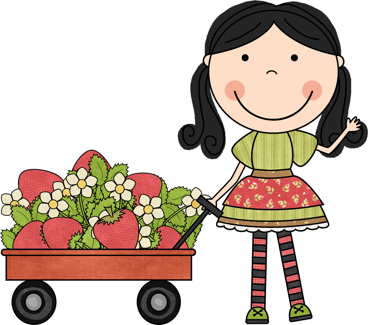 B * * Verduras, Canastas, Clipart, Niñas Pequeñas, Menina Com Morango