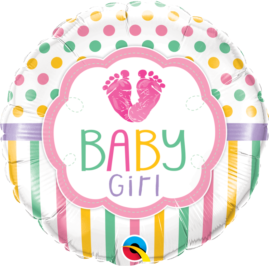 Qualatex 18 Inch Round Foil Balloon - Baby Girl Feet Clipart (600x592), Png Download