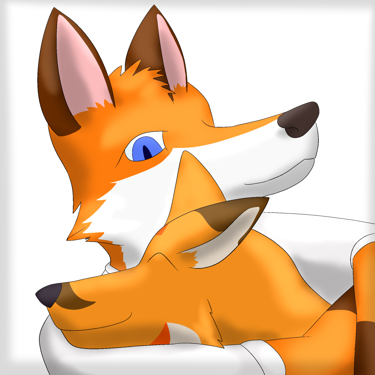 2 Adorable Foxes Hugging - Fox Clipart (1200x1200), Png Download