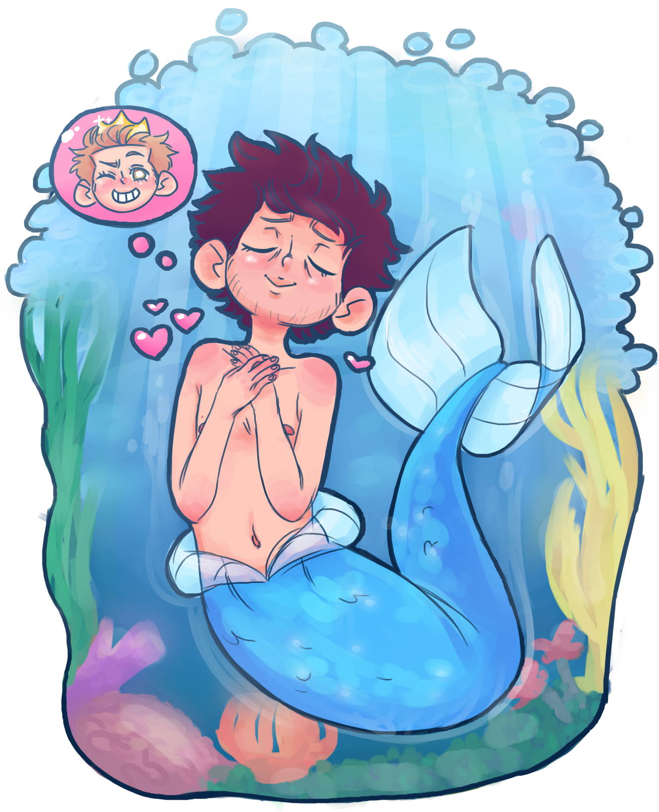 Potatoesrawesome1 Welp It's The Little Mermaid Verse - Destiel Mermaid Au Clipart (1800x1800), Png Download