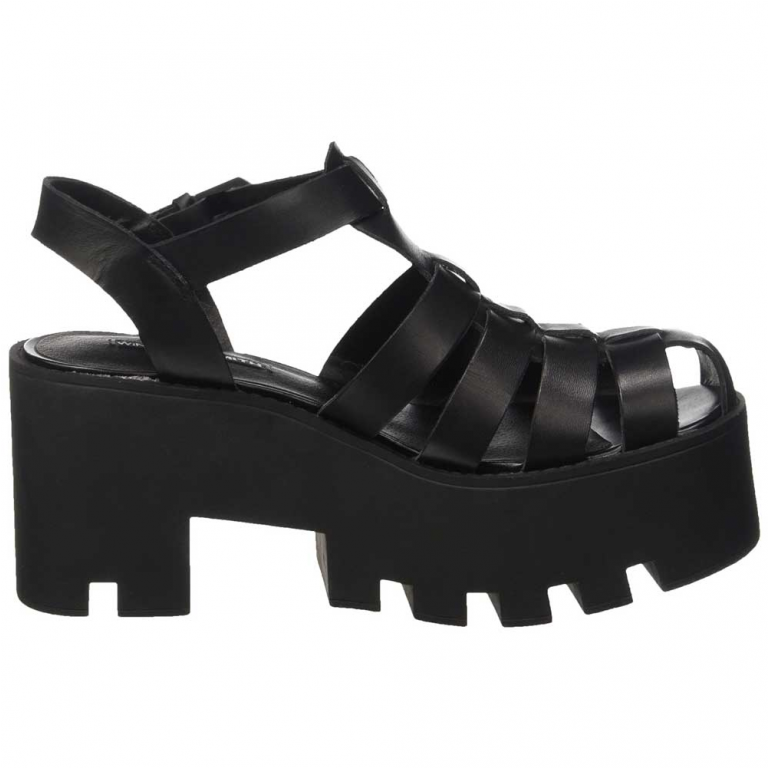 Fluffy Women's Platform Sandals Black - Sandali Con Tacco Platform Clipart (767x1000), Png Download