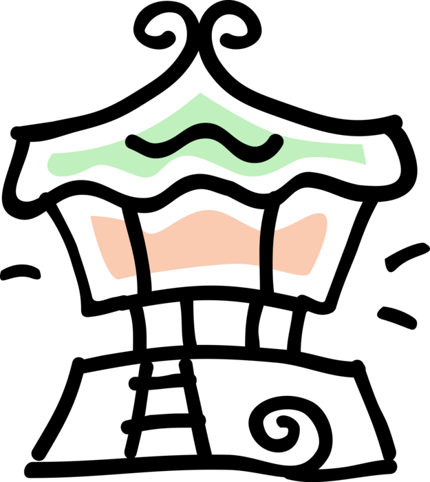 Vector Illustration Of Gazebo Pavilion Structure Provides Clipart (625x700), Png Download