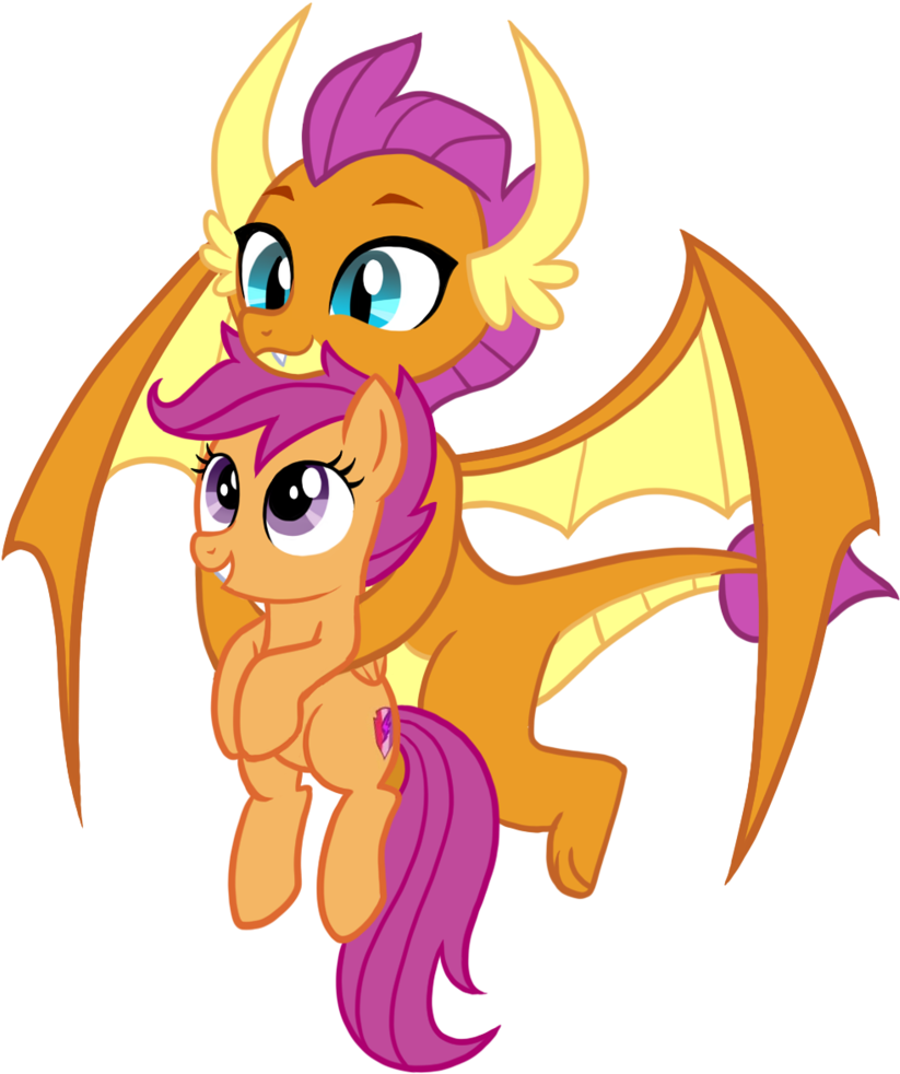 Thecheeseburger, Carrying, Cute, Cutealoo, Dragon, - Mlp Smolder And Scootaloo Clipart (843x1024), Png Download